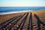 shadows-beach-silhouette-six-family-sunset-sea