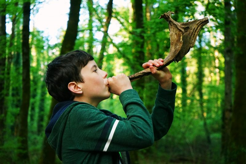 wood-hunting-horn-boy-play